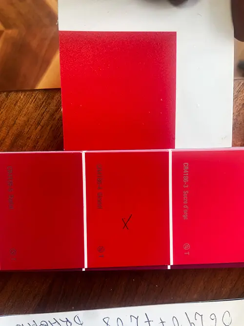 choix de teintes de rouge
